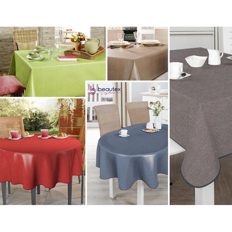 Oilcloth Tablecloth Wipe Clean Non-Slip with Piping Band Square Round