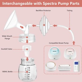 16mm Pump Parts Compatible with Spectra S1/S2/9 Plus,Spectra Replacement Pump Parts,Full Set Replace Include 16mm Flange, Duckbill Valve, Backflow Protector, Tubing and Bottle