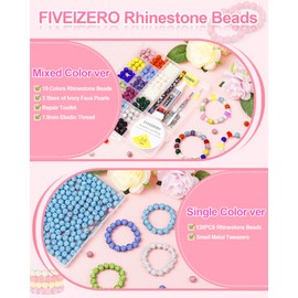120PCS FIVEIZERO Rhinestone Beads for Jewelry Making, 10mm Crystal White Shiny Round Sparkle Crystal Clay Beads Bulk Sparkly Baseball Necklace Beads for Bracelets and DIY Crafts
