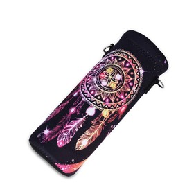 AMARY Neoprene Water Bottle Carrier Bag with Adjustable Shoulder Strap,Insulated Water Bottle Cover for Stainless Steel/Glass/Plastic Bottles (Dreamcatcher, 1000ml)