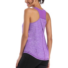 Aeuui Womens Workout Tops for Women Racerback Tank Tops Mesh Yoga Shirts Athletic Running Tank Tops Sleeveless Gym Clothes Purple