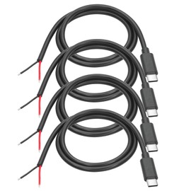 USB C to 2 Pin Bare Wire Open End Power Cord 2FT,20AWG 5A USB Pigtail Cable