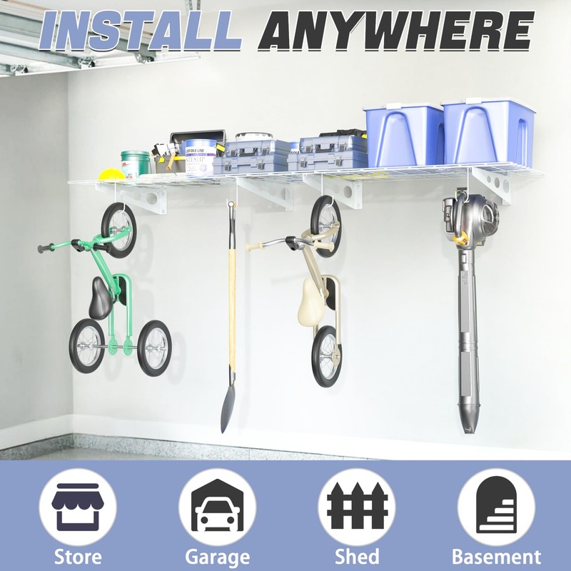 2-Pack Garage Wall Shelves, 2 x 4 ft/24 x 48