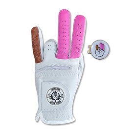 Funny Golf Glove Ball Marker - Plus Hat Clip Shocker Cabretta Leather Adult Men's Golf Gloves Gag Gift Mens 2 Pink 1 Brown Finger