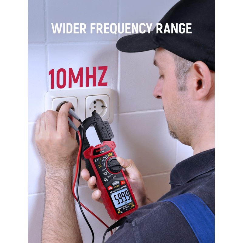 KAIWEETS Digital Clamp Meter Multimeter with D-Shaped Jaw for AC/DC
