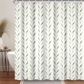 Ruelvth Sage Green Shower Curtain, Spring Green Leaves Shower Curtain for Bathroom Waterproof Botanical Shower Curtain Set with Hooks, 72x72 Inch