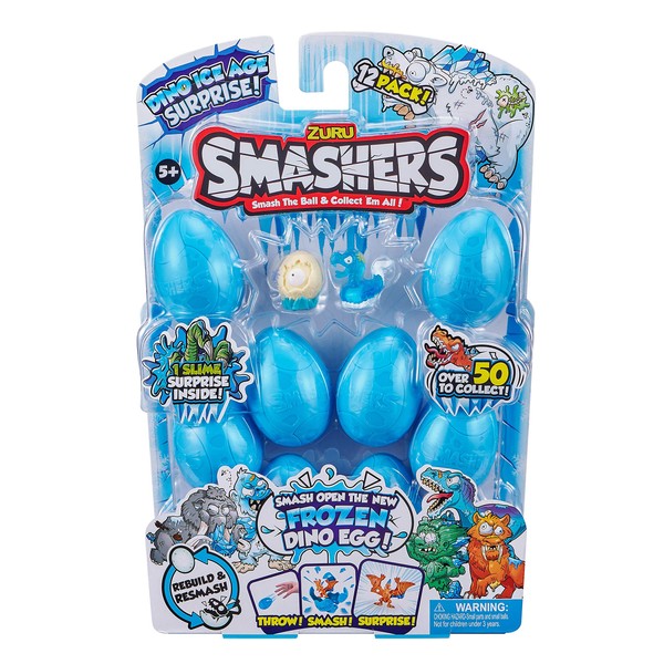 Smashers Dino Ice Age 12-Pack Smash Eggs by ZURU (7458-S001) , Blue