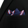 S&W SHLAX&WING Men's Pocket Square Striped Blue Navy with Red