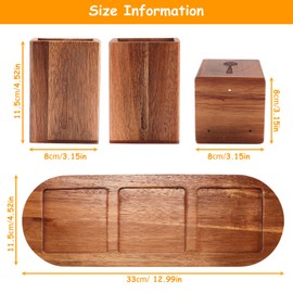 Yallmie 3 Pieces Kitchen Utensil Holder, Cutlery Holder Wooden Kitchen Utensil Organiser Counter Top, Silverware Holder With Drainage Utensil Caddy Kitchen Tableware Storage, Cutlery Holder For Table