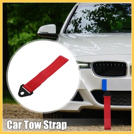 REPAIROCK 1 Set Front Bumper Car Tow Strap Trim Trailer Belt with Rope Trailer Hook Nylon Red Auto Replacement Parts