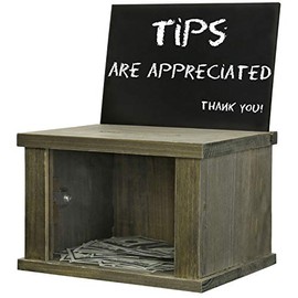 MyGift Vintage Reclaimed Style Gray Wood Lockable Suggestion Box, Donations Collector Box with Removable Chalkboard & Acrylic Sign Holder