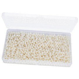 Pack of 1200 White Artificial Beads, 6 mm Small Beads with Holes for Jewellery Making, Bracelets, Necklaces, Hair, Crafts, Decoration, Vase Fillers (1200)