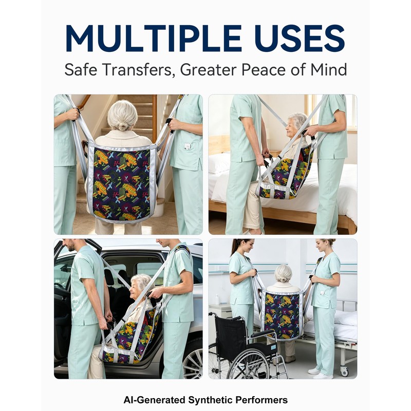 Patient Lift Transfer Belt with Sliding Pad, Stair Lift Aid