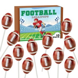 Football Candy Lollipops - 18 Count Individually Wrapped Suckers - Great for Football Party Favors - Sports Snacks - Football Goodie Bags - Team Treats