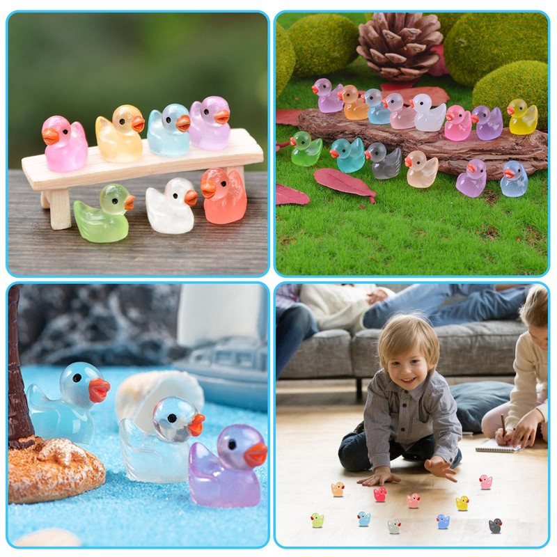 Pack of 100 Mini Luminous Ducks, 10 Colours Mini Ducks