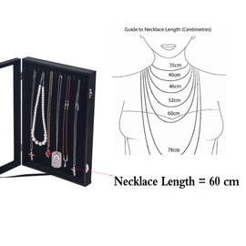 Kanwoder Vertical Necklace Holder Organizer,Necklace Storage,Necklace Organizer Box,Jewelry Tray with Glass Lid (Black Velvet)