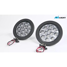 Nilight 2PCS 4" White Round LED Reverse Back Up Light for Jeep Truck Trailer RVs