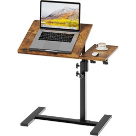 iabifo Height Adjustable C-Shaped Table with Removable Wheels, Mobile Sofa Snack Table with Tiltable Top, Adjustable Laptop Stand for Couch, Bedside Desk with Pen Slot, Black
