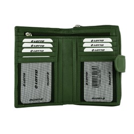 Lotto Elegant and Spacious Ladies Genuine Leather Wallet with Gift Box, Green 8, Classic