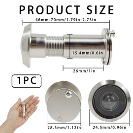 Door Viewer 200° Wide Angle with Privacy Cover, Optical Glass Lens for 35-60 mm Doors, Drill Hole Diameter 16 mm, Adjustable Length, High Resolution Zinc Alloy Spy, Door Security for Home & Hotel