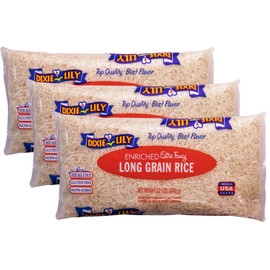 Dixie Lily Long Grain Extra Fancy White Rice - Enriched with Iron, Niacin, Thiamine, Folate, Fluffy & Tender - Stovetop & Microwave Cooking - 3 Pack