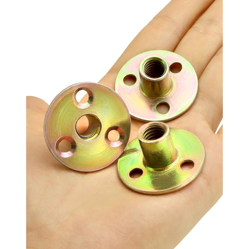 QWORK 3/8"-16 Iron Plate Nut, 25-Piece Set T-nut with Round