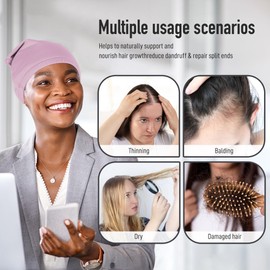 Castor Oil Pack Wrap for Head,Elastic and Reusable Head mask Hat Organic Cotton for Women Sleeping,Double Waterproof Layers Castor Oil Packs Kit for Thinning, Balding, Dry and Damaged Hair