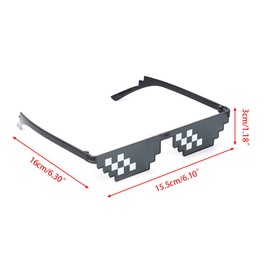 Sunglasses with Mosaic Decor, Thug Life Glasses Pixelated, Party Glasses Black (1PC)