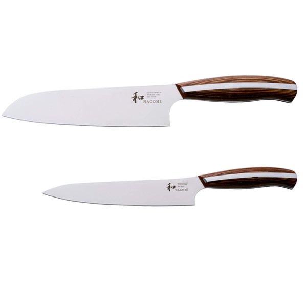 Santoku Petty Knife Set of 2 (Japan NAGOMI) "Sanboshi Cutlery, Founded in 1877", All Purpose Knife Set