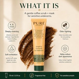 MUDMASKY Puro - Exfoliante Para Axilas. Exfoliante Y Mascarilla Desintoxicante Para Axilas. Elaborado Con 5 Ingredientes Naturales, Incluyendo Granos 