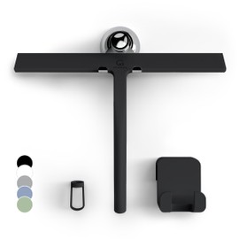 GÜTEWERK Shower Squeegee for Glass Doors, Silicone Window Squeegee, Bathroom and Glass Cleaning - Black - 11 Inch