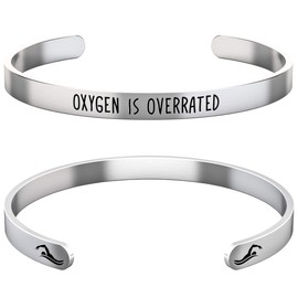 Happy Kisses Swimmer Gift Bracelet – Swim Gifts – Oxygen Is Overrated – Adjustable Cuff for Women, Men, Girls, Boys, & Teens