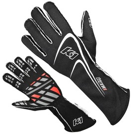 K1 Track 1 Auto Racing Youth Nomex Gloves - SFI 3.3/5 - 2018 - Black - 3X-Small