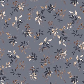 VmG-Store 1 m Cotton Fabric for Sewing, 100% Cotton Sewing Fabric, No Sold by the Metre, Children's Fabric (Delicate Leaves Grey Bb026)