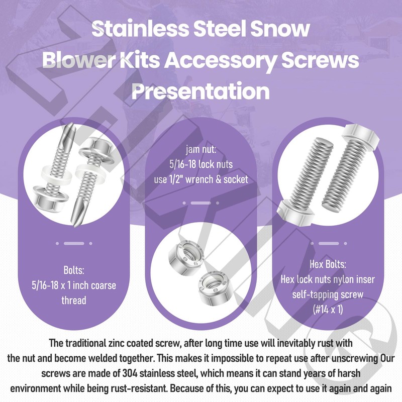 100% 304 Stainless Snow Blower Impeller Modification/Rubber Ki, 3/8inch 3-Blade