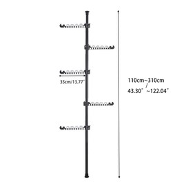 Hershii 5 Tiers Expandable Clothes Drying Rack Coat Tree Clothes Garment Hanger Standing Laundry Tension Rod Floor to Ceiling Corner Storage Organizer for Indoor, Balcony - Black