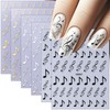 6 Sheets Musical Note Nail Stickers 3D Self Adhesive Music