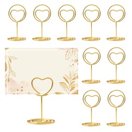 Kailund Tabletop Card Stand, Set of 10, Memo Stand, Heart Shape, Memo Clip, Cute, Fashionable, Photo Clip, Table Number, Place Card Holder, Metal, Cards, Photos, Business Cards, Stationery