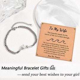 Shuxin Valentines Day Gifts for Wife, Wife Birthday Gifts, Wave Wife Bracelet Gifts for Women, Wife Christmas Gifts Ideas, Romantic Valentine Gifts for Her Wife from Husband