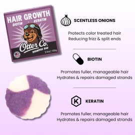 Otter co. Biotin & Onion Hair Growth Shampoo Bar with Keratin, Rosemary Hair Growth Oil, ACV – Vegan, Sulfate Free & Non Toxic – Hair Loss Shampoo for Thinning Hair for Women & Men, USA Made