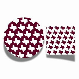 Fabuplates 48pc Maroon College Station Party Plates and Napkins Set – Heavy Duty Disposable Tableware, Game Day Tablewear for Entertaining, Graduation, Tailgate Essentials