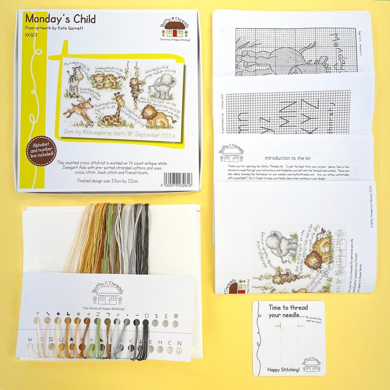 Bothy Threads - Monday's Child Counted Cross Stitch Kit