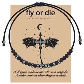 MAOFAED Fly Or Die Morse Code Bracelet For Book Lover Basgiath War College Gift Fantasy Book Reader Gift (fly or die morse)
