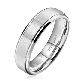 JEROOT Titanium Magnetic Rings, Magnetic Ring Men Women, Magnetic Rings for Men Women Therapeutic Magnetic Ring Polished Lifestyle Ring Strong Magnet (3500 Gauss)