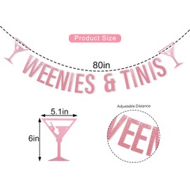 Weenies and Tinis Bachelorette Party Banner - Martini Themed Bachelorette Party Decorations, Pink Glitter Martini Themed Banner, Funny Unique Bachelorette Ideas