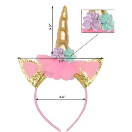 MEANT2TOBE Unicorn Headband and Pink Satin Sash | Unicorn Birthday Party Supplies Favors | Christmas Gifts | Unicorn Headband and Punk Satin Sash | Unicorn Birthday Party Supplies (Pink)