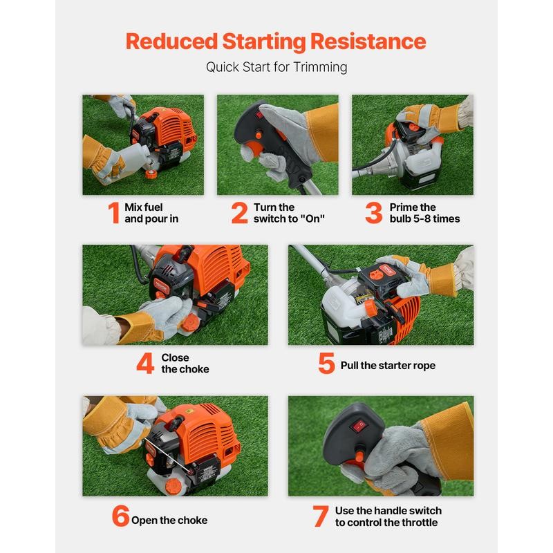 VEVOR String Trimmer, 51.7CC 2-Stroke, Gas Powered Weed Wacker, 16.9"