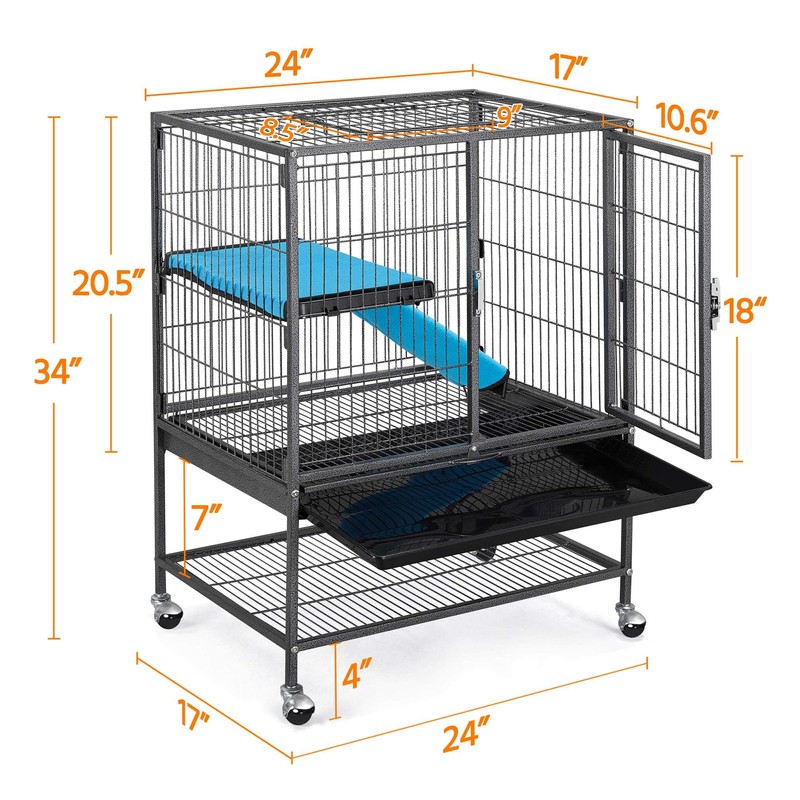 Yaheetech Metal Rolling Cage for Adult Rats/Ferrets/Chinchillas Small Animal Cage