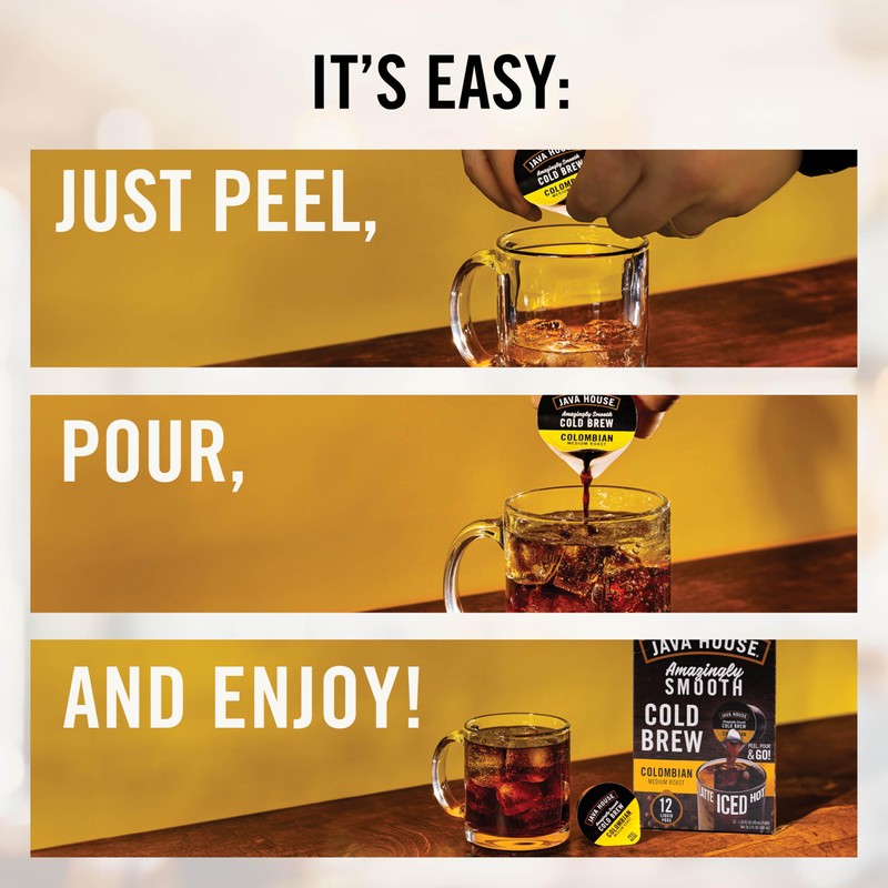 Java House Cold Brew Coffee Concentrate Single Serve Liquid Pods,