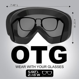 GlaRid OTG Ski Goggles with Ski Goggles Case, 100% UV Protection Anti Fog Ski Goggles Men, Snowboard Goggles Men, Women Adult, Youth (Blackframe Silverlens Vlt10%-18%)